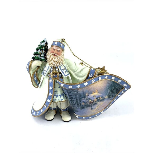 Thomas Kinkade Frosty Christmas Eve Old World Santa Christmas Ornament 4" Tall - Picture 1 of 6